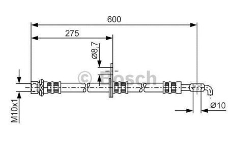 Гальмівний шланг (передній) (R) Toyota Avensis/Corolla 1.4-2.4D 01-08 (L=588mm) BOSCH 1 987 476 229