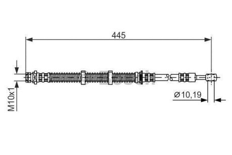 Шланг тормозной (передний) Land Rover Dreelander 98-06 (430mm) BOSCH 1 987 476 354