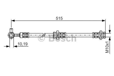 Гальмівний шланг (передній) Nissan X-Trail 01-13 (L) (L=505mm) (M10x1/Banjo) BOSCH 1987476378