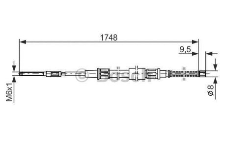 Трос ручника (задний) VW Golf II 83-92 (1748/1088mm) BOSCH 1 987 477 046