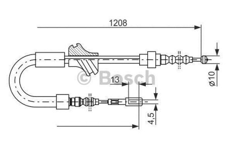 AUDI трос ручн. гальм. (задн.прав.)AUDI 80/90 87-91(диск.мех-м) BOSCH 1987477058