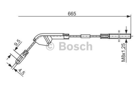 OPEL трос руч.гальм. задн. (лів) Vectra 2,0 89- 665мм BOSCH 1987477142