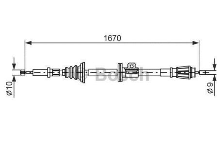 VOLVO трос ручного гальма задн. лів./прав. 850 94-,S70-V70 98- BOSCH 1987477357