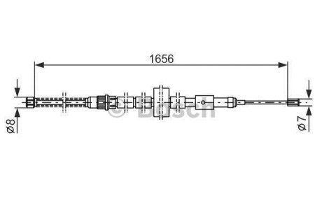 PEUGEOT трос ручного гальма задн. лів. 306 -01. BOSCH 1987477429