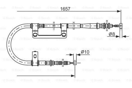 MAZDA трос ручного гальма прав.626 92- BOSCH 1987477501