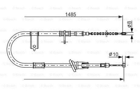 HYUNDAI трос ручного гальма прав.Acent 95- BOSCH 1987477614