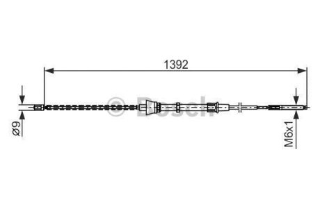 VW трос ручного гальма лів./прав. Lupo -05,Seat (барабан) BOSCH 1987477680