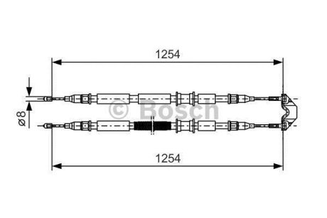 Трос ручного гальма (зад) Opel Astra G 98-09- (1254/1254mm) (комплект) BOSCH 1 987 477 764