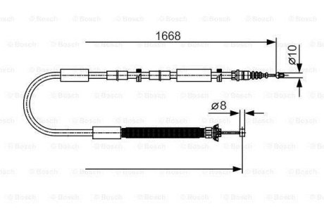 Трос ручного гальма задн. прав FIAT Bravo 07-, Stilo 01- BOSCH 1987477911