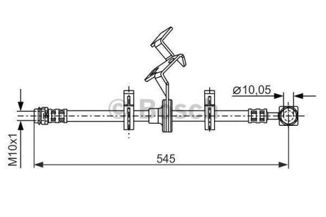 Гальмівний шланг (передній) MB M-class (W163) 98-05 (L) (L=530mm) BOSCH 1 987 481 077