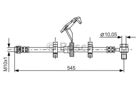 Гальмівний шланг (зад) MB M-class (W163) 98-05 (R) (L=527mm) BOSCH 1 987 481 078