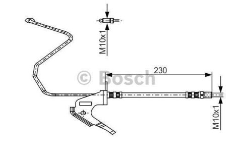 Шланг тормозной (задний) Opel Astra G/H/Combo 98- (L) (L=225mm) BOSCH 1 987 481 161