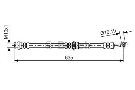 Шланг тормозной (передний) Nissan Qashqai 07-13 (L) (L=625mm) BOSCH 1 987 481 432