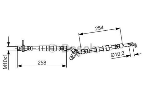 Шланг тормозной (передний) Mazda 6 02-08 (L) (L=258/254mm) BOSCH 1 987 481 595