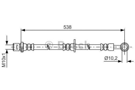 Шланг тормозной (передний) Subaru Forester/Legacy III/Outback 00-09 (L) (L=538mm) BOSCH 1 987 481 606