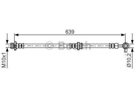 Шланг тормозной (передний) Nissan Juke 10-19 (L=639mm) (L) BOSCH 1 987 481 696