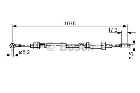 Трос ручника (центральный) Fiat Ducato 94-02 (1078/762mm) BOSCH 1 987 482 002