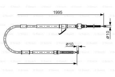 Трос гальмівний (зад) (R) Mitsubishi L200 96-07 (1995/1780mm) BOSCH 1 987 482 069