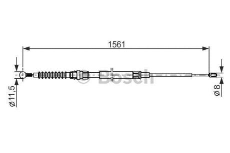 Трос гальмівний (зад) VW Touran 03-15 (1561/896mm) BOSCH 1 987 482 264