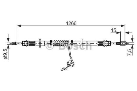 Трос ручника (задний) (R) Ford Transit 06-14 (1266/1066mm) BOSCH 1987482281