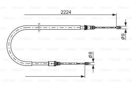 Трос гальмівний (зад) Renault Laguna III 07-15 (2224/1295mm) BOSCH 1987482303