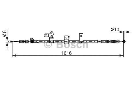 TOYOTA трос ручного гальма задн. лів. Corola -07 BOSCH 1987482307