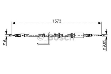 Гальмівний трос (зад) (R) Land Rover Freelander 06-14 (1573/1292mm) BOSCH 1 987 482 313