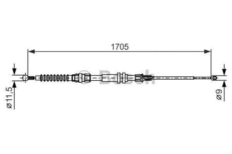 Трос ручника (задний) VW Caddy 04-15 (L=1705mm) BOSCH 1987482377