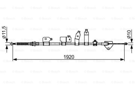 Трос ручника (задний) (R) Toyota Auris 07- (1920mm) BOSCH 1987482438