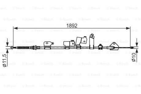 Трос ручного гальма (зад) (L) Toyota Auris/Corolla 1.3-2.0D 06-18 (1892mm) BOSCH 1987482439