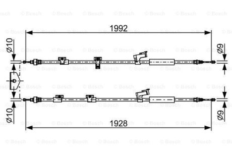 FORD трос ручного гальма задн. 1990/1885+1925/1805 мм GRAND C-MAX 10- BOSCH 1987482494