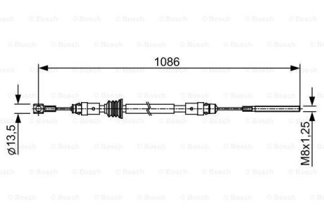 Трос ручного гальма (передній) Renault Master/Opel Movano 2.3 dCi/CDTI 10- (1086mm) BOSCH 1987482547