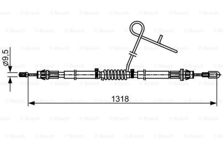 Трос ручника (задний) (R) Ford Transit 12- (L=1318mm) BOSCH 1987482559