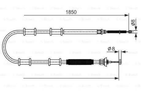 Трос ручного гальма (зад) Fiat Doblo 10- (L=1850mm) BOSCH 1987482592