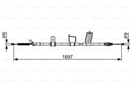 Трос гальмівний (зад) (R) Renault Koleos 2.0 dCi 08-16 (1697mm) BOSCH 1 987 482 628