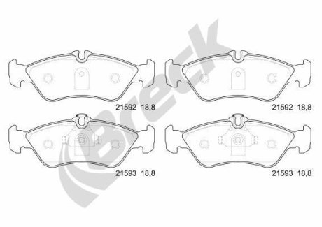 Комплект гальмівних колодок BRECK 21592 00 705 10 (фото 1)