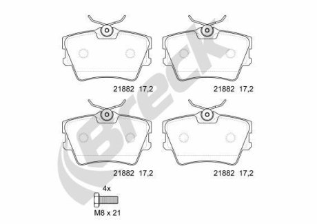 Комплект гальмівних колодок BRECK 21882 00 704 00