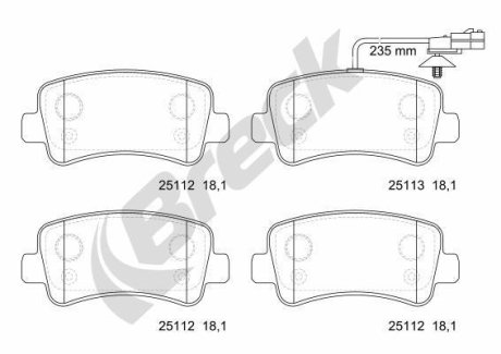 Комплект гальмівних колодок BRECK 25112 00 703 10