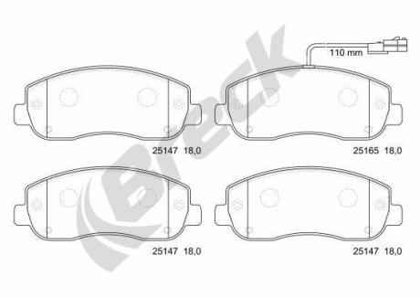 Комплект гальмівних колодок BRECK 25147 00 703 10