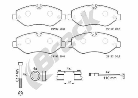 Комплект гальмівних колодок BRECK 29192 00 703 00
