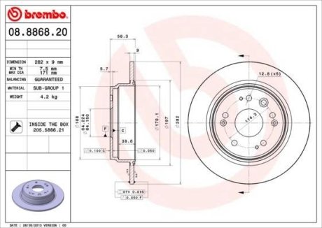 Тормозной диск BREMBO 08.8868.20