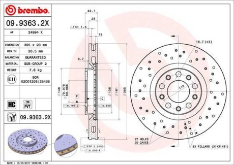 Гальмівний диск BREMBO 09.9363.2X