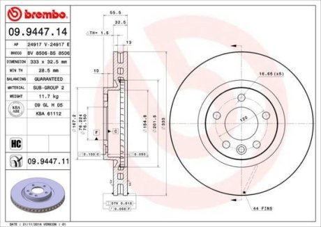 Тормозной диск BREMBO 09.9447.11