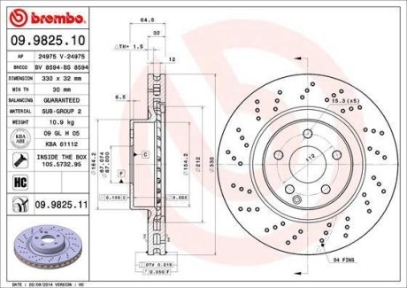 Тормозной диск BREMBO 09.9825.11