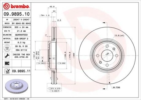 Тормозной диск BREMBO 09.9895.10