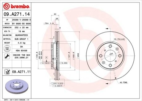 Диск тормозной BREMBO 09.A271.14