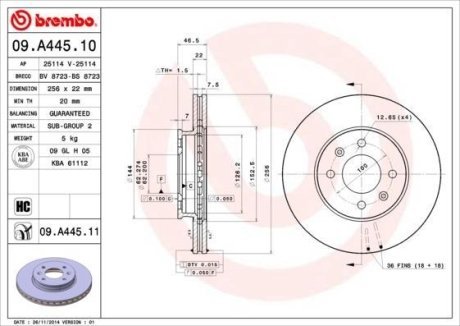 Тормозной диск BREMBO 09.A445.10