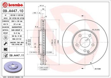 Тормозной диск BREMBO 09.A447.11