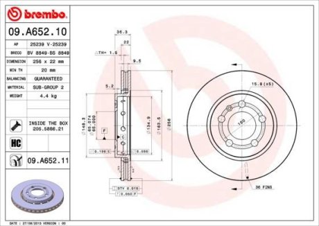 Тормозной диск BREMBO 09.A652.11