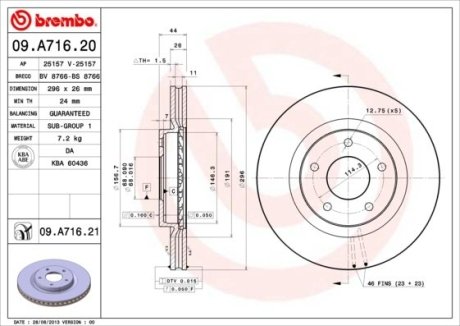 Гальмівний диск BREMBO 09.A716.20